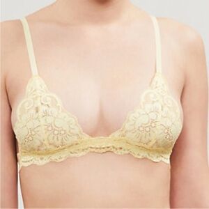 HAH Intimates Medium Bra Chi Bralette in Lemonade yellow lace Free People NWT